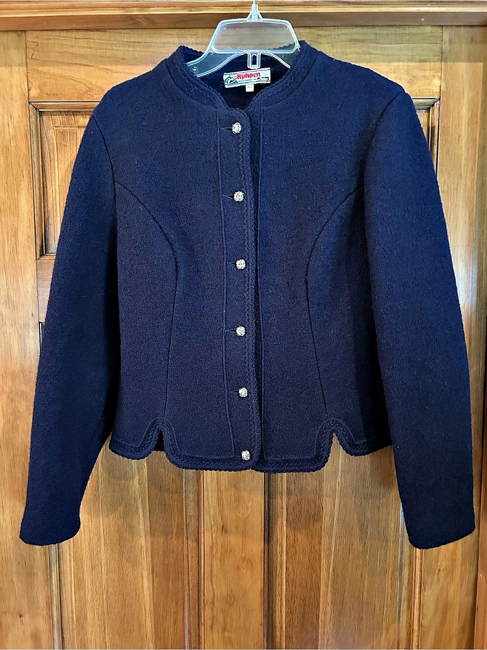 Alphorn Blue Tyrolean Jacket European Size 44 ( US size 12) Like New